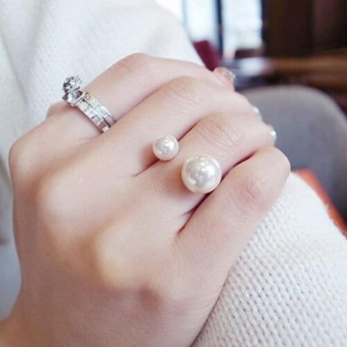Classical Elegant Pearl Rings For Women Wedding Promise Female Rings Ladies Jewelry Accessory