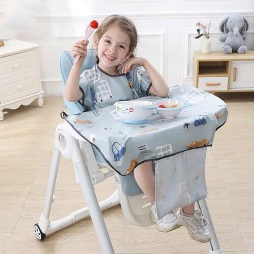Baby Long Sleeve Bib Set Newborns Bib Table Cover Anti-dirty Integrated Dining Table Pad Dining Chair Gown Independent Eating