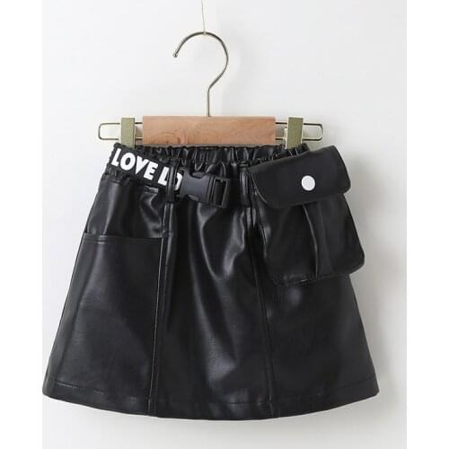 Girls spring and summer short skirts childrens clothing girls leather skirts fashion all-match skirts suitable for 3-7 year old