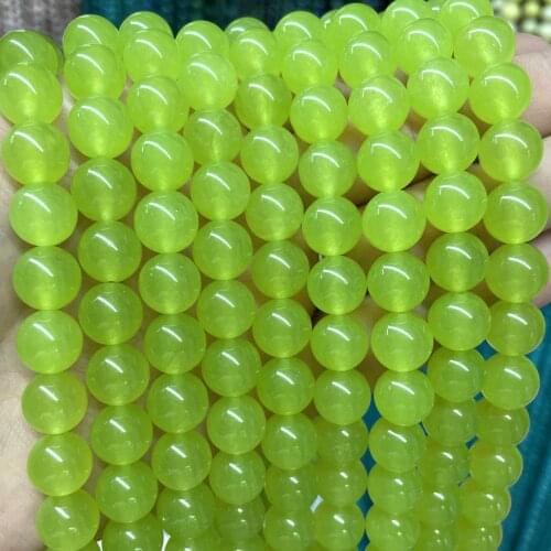 Natural Stone Olive Green Chalcedony Jades Round Spacer Beads For Jewelry Making 4 6 8 10 12mm Charm DIY Bracelet 15'' Strands