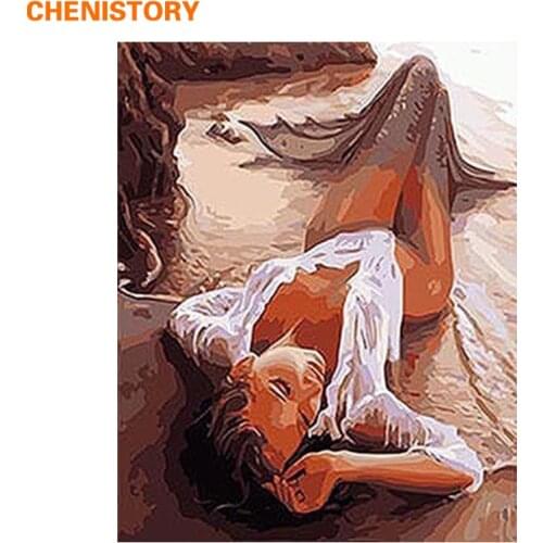 CHENISTORY Beautiful Sexy Women DIY Painting By Numbers Kits Coloring Painting On Canvas Handpainted Home Decor Wall Artwork