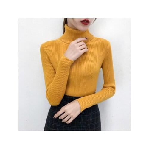 Zuolunouba 2020 New Autumn And Winter Turtleneck Ladies Sweater Solid Color Slim Knit Korean Commuter Women Long-sleeved Tops