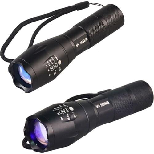 New Military Grade Tactical Flashlight UV Electric Torch Flashlights UV LED 365NM UV 395NM Detector Lamp for Scorpion Money
