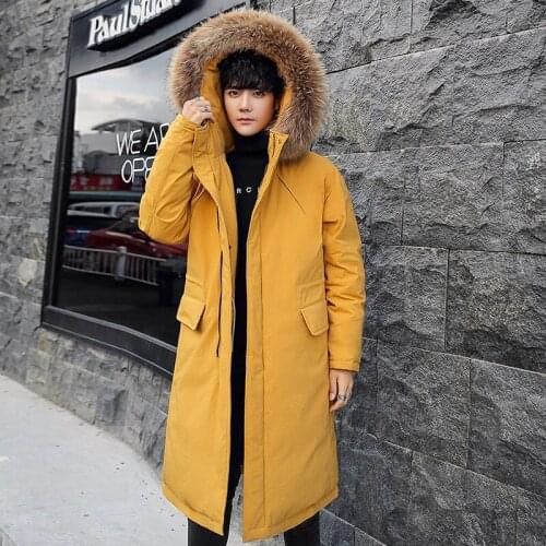 2019 Winter New Style down Jacket Mens Mid-length Origional Design Fashion Big with Pockets Hooded Jacket down Feather Coat