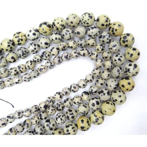 Natural Stone Faceted Dalmatian Jaspers Round Loose Beads 6 8 10 MM Pick Size For Jewelry Making Diy Bracelet Necklace