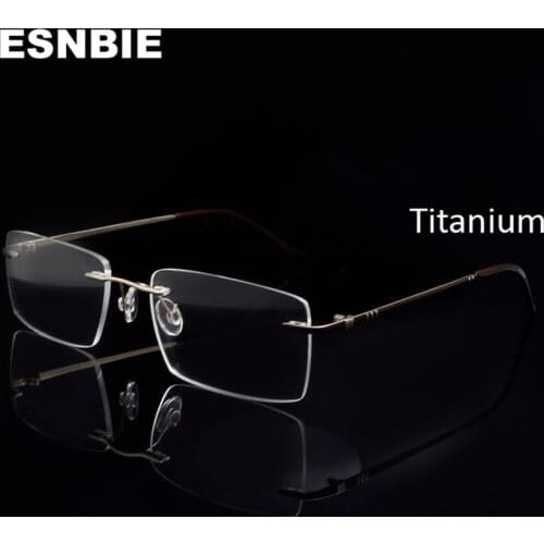 Rectangle Titanium Eyeglasses Frame Men Rimless Titan Glasses Frame Women Prescription Optical Myopia Eyewear Double Painted