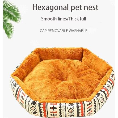 Pet Supplies Canvas Hexagonal Kennel Arctic Velvet Pet Cat Litter Pet Supplies Comfortable Dog Bed Removable And Washable
