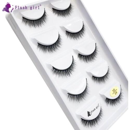 Flash Girl New Design 3D Mink Eyelash 3D-09 Natural Soft False Eyelashes 5 Pairs Handmade Reusable Full Strip Lashes