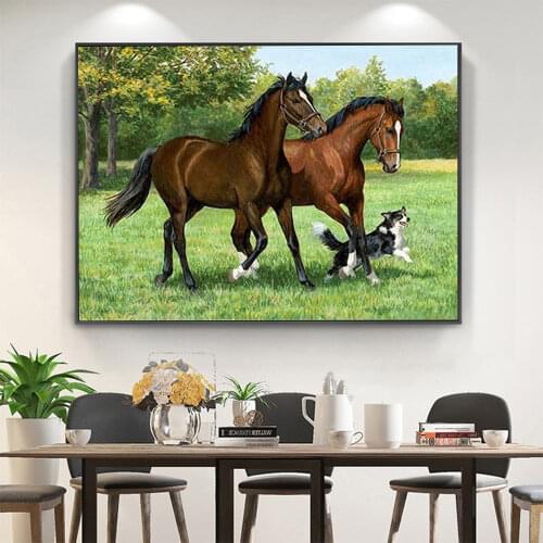 Animal Horse Flower Printed Fabric 11CT Cross-Stitch Embroidery Complete Kit DMC Threads Sewing work Painting Package