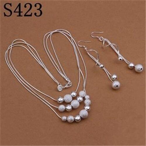 S423 Wholesale Silver Color Jewelry Sets Factory Price Fashion Jewelry Set Necklace Earring /anvajfca