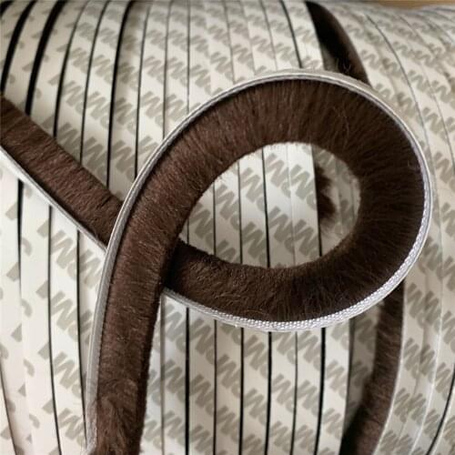 Self-adhesive Wool Pile Seals Sliding Door Screen Window Bristles Seals Brush Weatherstrip 9x9mm 7x12mm Brown odd