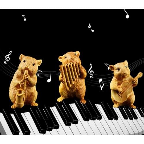 Boxwood 8cm Mouse Sculpture Wood Carving Chinese Zodiac Animal Lucky Rat Home Decor