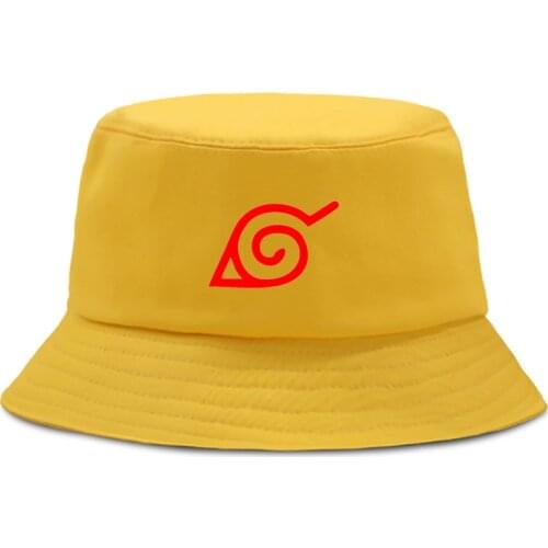 Red Cloud Printed Hat Women Men Panama Bucket Cap The Design Flat Visor Fisherman Hat Akatsuki Anime Sun Yellow Hat