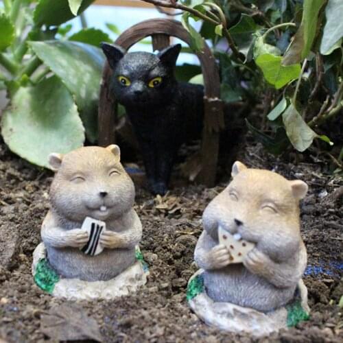 3 Pack Cat And Gopher Statue Sculpture Animal Statue Resin Cat Mouse Gopher Ornaments For Garden Lawn Home Decor