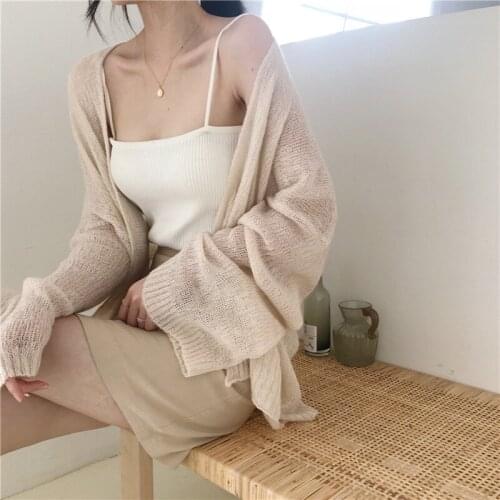 Air-conditioned Shirt Ice Silk Sunscreen Knitted Cardigan Womens Summer Thin Short Lazy Windshield Shirt Shawl