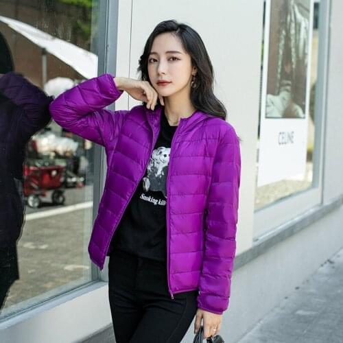 Female Solid Fashion Portable Outwear Autumn Winter Women Ultra Light Down Jacket Duck Down Jackets Long Sleeve Warm Coat
