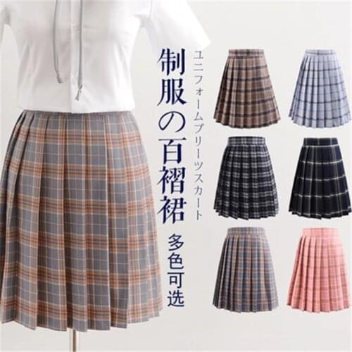 Harajuku 2020 Womens Summer Korean Style High Waist Mini Pleated Plaid Woman Anime Skirts Kawaii Short School Girls Cute Uniform