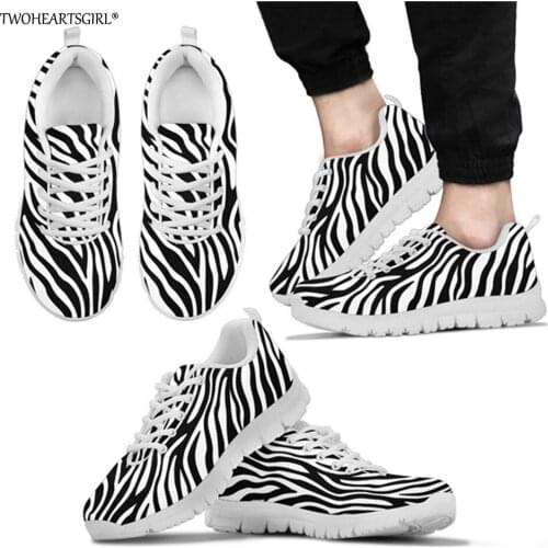 Twoheartsgirl Women Mesh Sneakers Striped Zebra Prints Breathable Female Cute Walking Shoes Personalized Teenager Girls Flats
