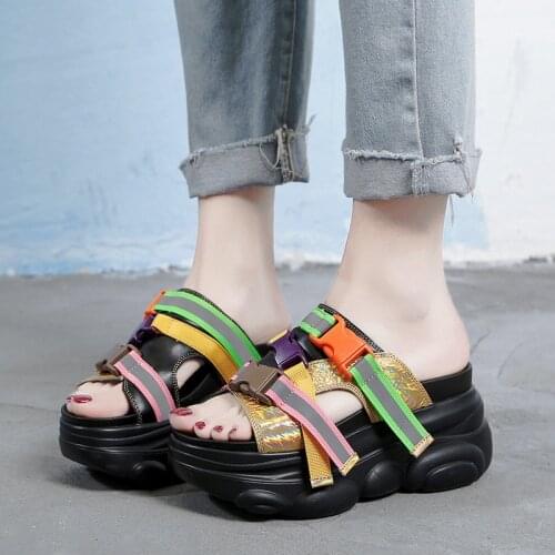 Koovan Womens Slippers 2021 High Heeled Shoes Cool Slippers Outside Women Wear Summer Shoes Wedges Shoes Fashion Sandals Girls