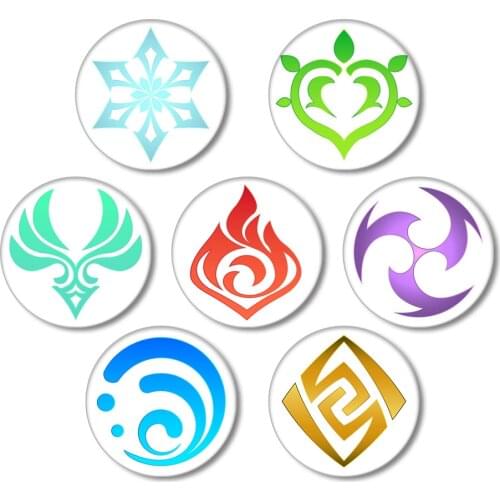 Genshin Impact 7 Elements Badge Custom Personalized 58MM Brooch Game Cosplay Pyro Electro Clothing Backpack Accessories Gift