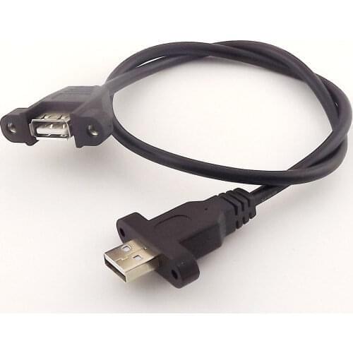 10pcs USB 2.0 A Female Socket Panel Mount to A Male w/ Screw Hole Extension Cable 50cm