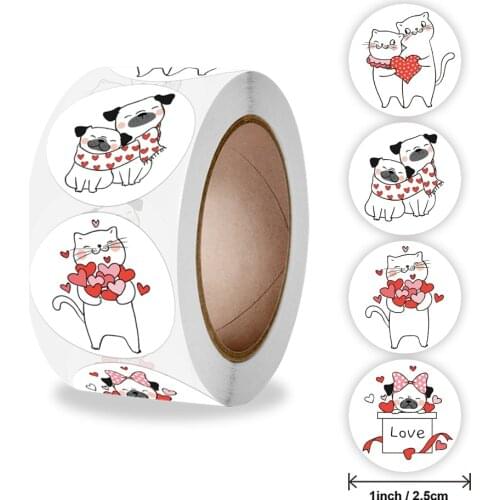 100-500pcs Kawaii Cat Thank You Stickers Round Cartoon Animal Adhesive seal Labels for Greeting Cards Gift Decoration Stationery