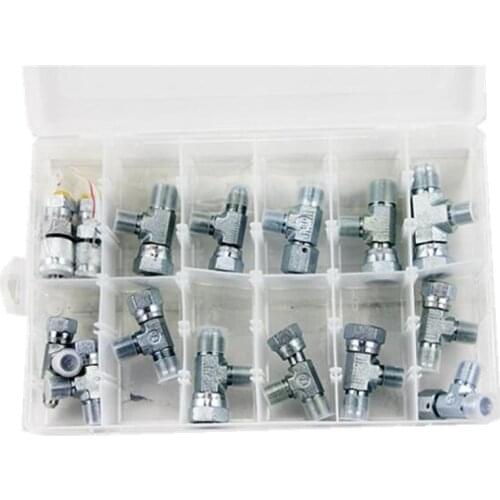 15Pcs Backhoe Loader Tractors Excavators Hydraulic Meter Hose Adapter Tee Set Fit for CATERPILLAR HITACHI KOMATSU KOBELCO