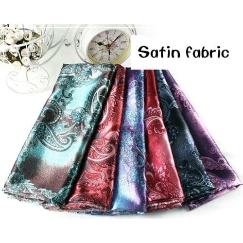 150cm satin fabric printing retro bohemian fabric clothing gift box decoration coat lining fabric scarves scarf diy cloth