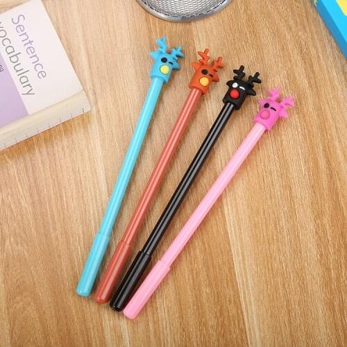 24 Pcs Creative Stationery Cartoon Elk Gel Pen Cute Deer Student Office Supplies Signature Pen Kawaii Pen Pens for Writing