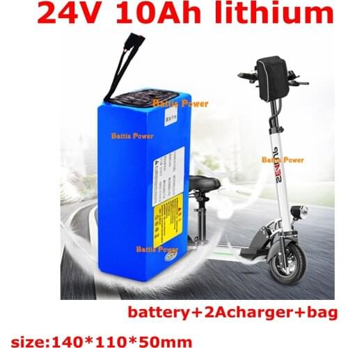 24v 10ah lithium ion battery pack li-ion 24v ebike battery for electric bike motor 250w + charger +battery bag