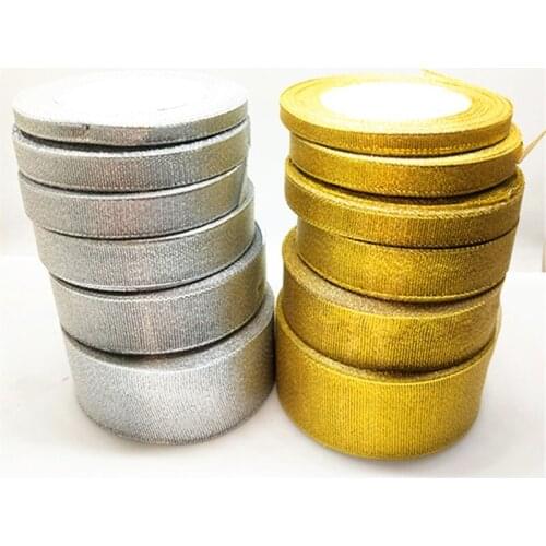 25 yards/roll) Metallic Glitter Ribbon Colorful gift package ribbons DIY Craft wholesale 3/6/10/20/25/40/50mm