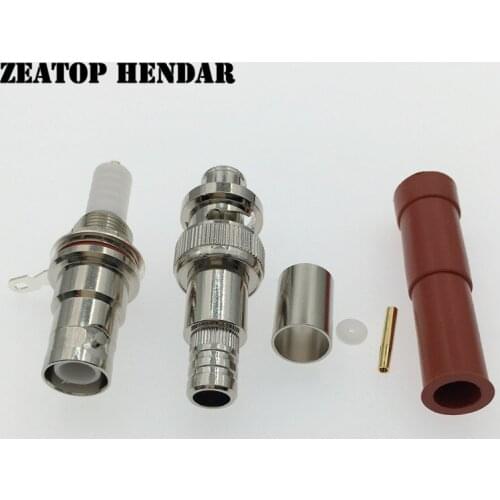 5Pcs Brass RP-BNC Female Plug Bulkhead Nut SHV 5000V / RP BNC Male Jack Crimp RG5 RG6 High Voltage 5KV RF Coaxial Connector