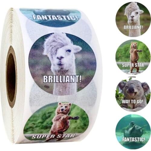 500 Pcs/roll Reward Stickers for Teachers Fun Motivational & Incentive Stickers for Kids Cute Trendy Animal Meme Toys Stickers