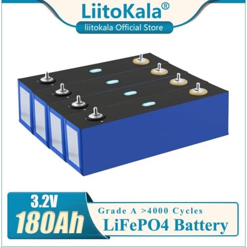 LiitoKala 3.2V 180Ah Lifepo4 Battery pack 3C high current large capacity car Cells diy 12V 24V Solar energy storage RV golf car