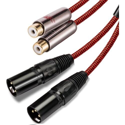 Quality Audio Cable 2 RCA Female to 2 XLR 3 Pin Male for Amplifier Sound Box Microphone OFC Cable Gold plated 1M 2M 3M 5M 8M