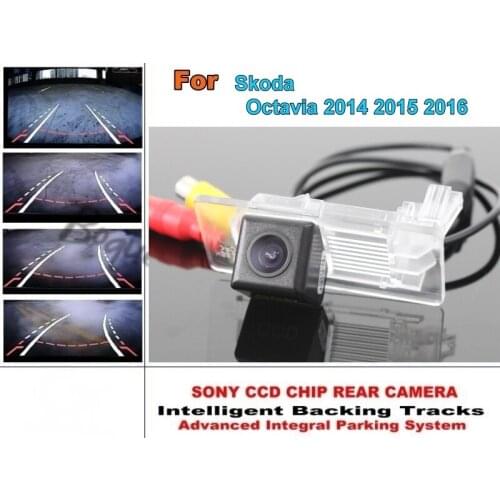 Car Intelligent Parking Tracks Camera / For Skoda Octavia 2014 2015 2016 HD Back up Dynamic Tragectory Camera / Rear View Camera