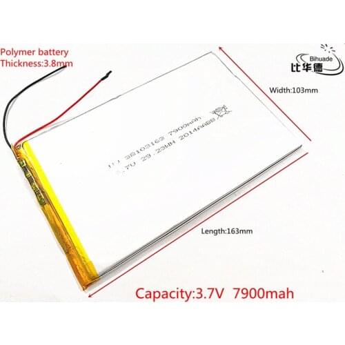 Large capacity 3.7V 7900mah 38103163 each tablet universal rechargeable lithium batteries