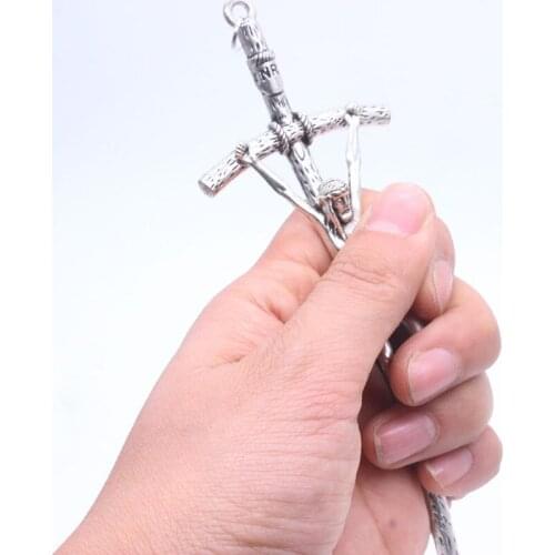 Church decoration cross Crucifix statue Catholic Relic Prayer cross Christian gift Alloy material 14cm