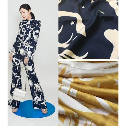 Phoenix Flower Spring and Summer Printing Fabric 100% Polyester Satin Design Fabric Cloth for Clothing Textile Sewing Fabric