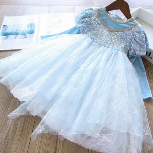 Girls sequin long princess dress children clothing baby girl tulle party tutu dresses wholesale