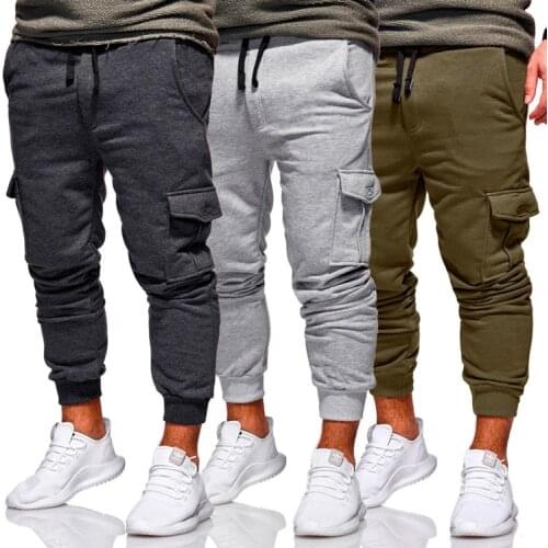 Men Casual Tracksuit Loose Sport Fit Jogging Joggers Sweat Cargo Pants Trousers Plus Size M-3XL