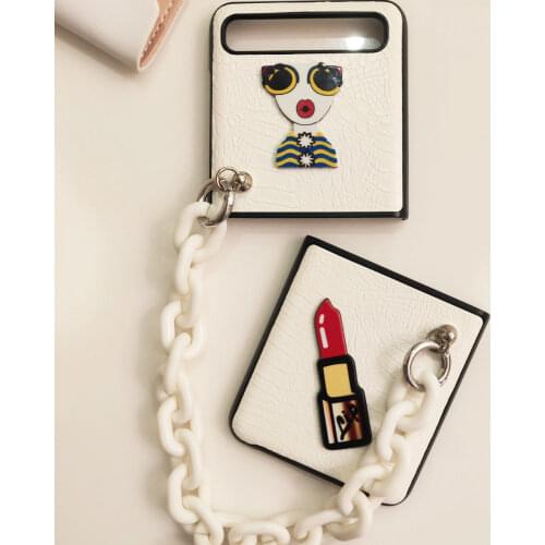 For Samsung Galaxy zflip mobile phone case f70f7000 folding 5g portable chain fashion leather shell cover