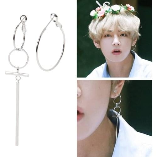 Korean Bangtan Boys Album V DNA Drop Earrings Irregular Geometric Jewelry
