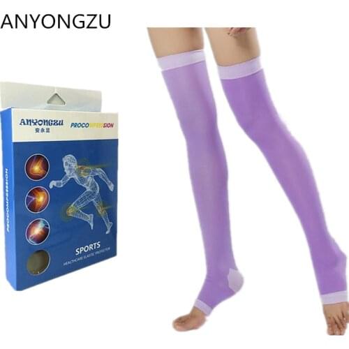 ANYONGZU Medical Night Slim Legs Sleeping Socks Candy Color Breathable Exquisite Stitching Fine Needle Thread Compression Socks