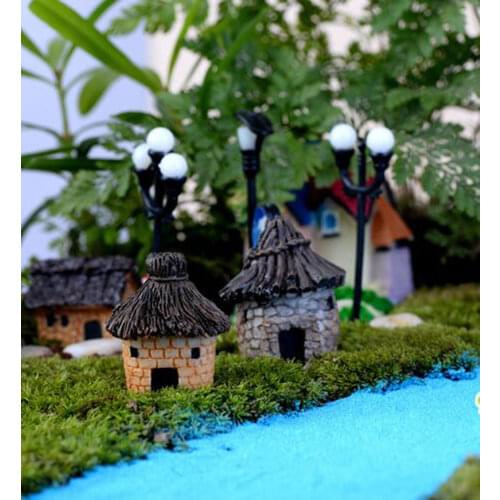 Cute Village House Miniature Garden Mini Craft Figurine Plant Pot Garden Ornament Miniature Fairy Garden Decor DIY