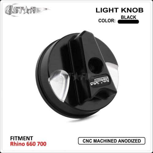 Motorbike Motorcycle Black CNC Aluminum Headlight Light Knob Rotate Button For YAMAHA Rhino 660 700