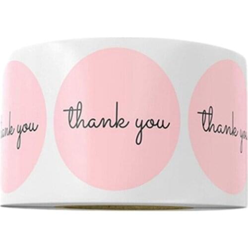 100% Brand New 500 Pcs Thank You Pink Stickers for Company Giveaways Birthday Party Favors Labels Mailing Supplies Baking Label