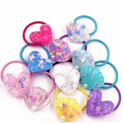 New 1PCS Heart Shaped Shell Girls Hairbands Kids Elastics Hair Bands Children Women Rubber Bands Accesorios Para El Cabello