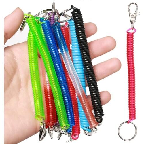 New Colorful Tactical Retractable Phone Spring Elastic Rope Airsoft Anti-Lost Keychain Outdoor Hiking Camping Security Gear Tool