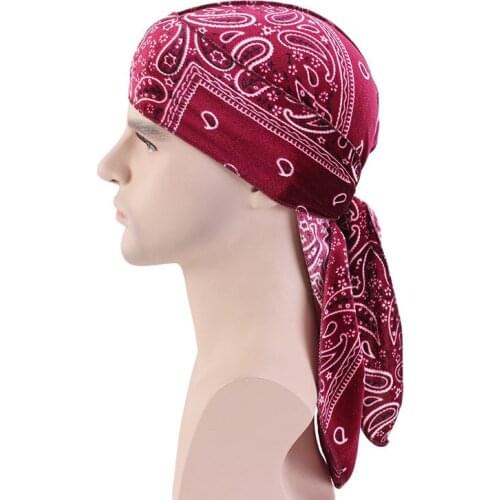 New fashion luxury paisley crushed durag velvet for men wave cap head strap 5pcs a lot